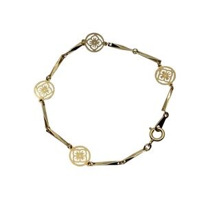 Vtg Lotus Flower Bracelet Avon Blooming Lotus Gold Tone Floral Minimal Dainty